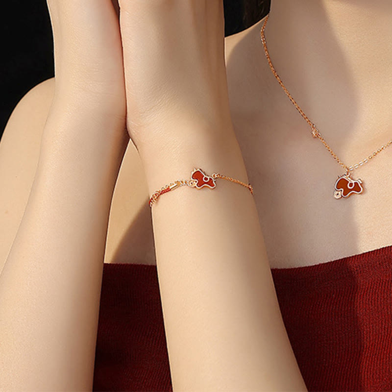 Boucles d'oreilles asymétriques de protection en argent sterling 925 et agate rouge, ornées de Buddha Stones et d'une pièce de monnaie, année du Cheval - image 23