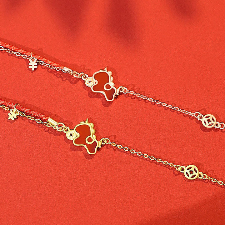Bracelet porte-bonheur en argent sterling 925 Buddha Stones, année du Cheval, cordon rouge et breloque en agate rouge. - image 8