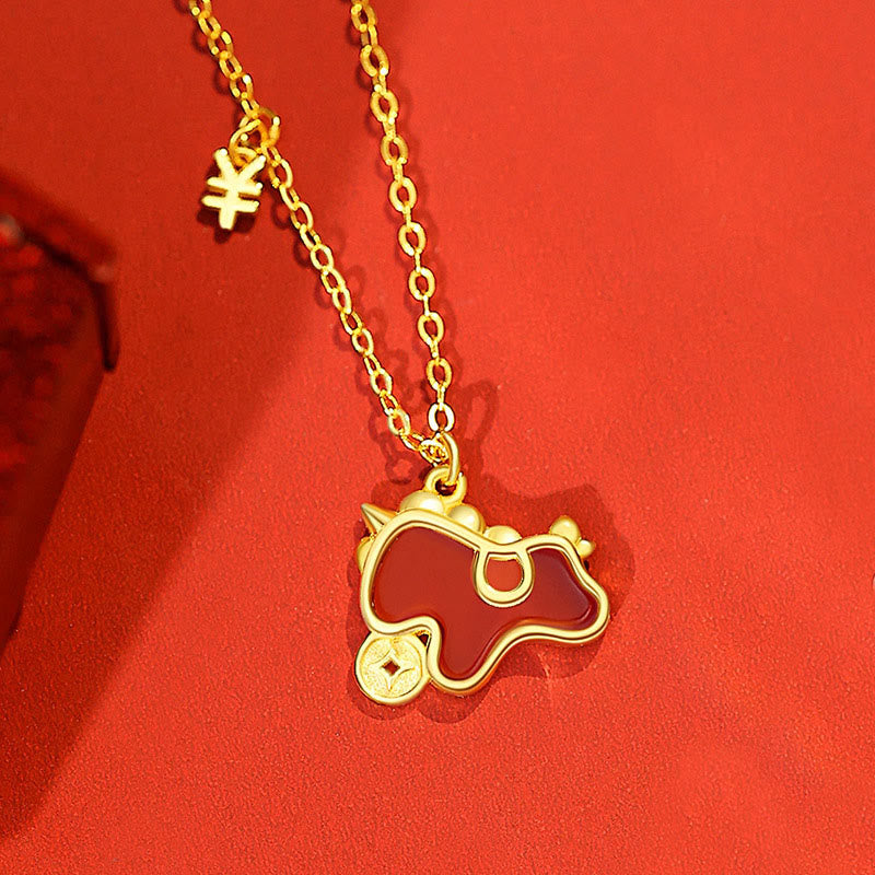 Boucles d'oreilles asymétriques de protection en argent sterling 925 et agate rouge, ornées de Buddha Stones et d'une pièce de monnaie, année du Cheval - Collier Cheval d'Or - image 19