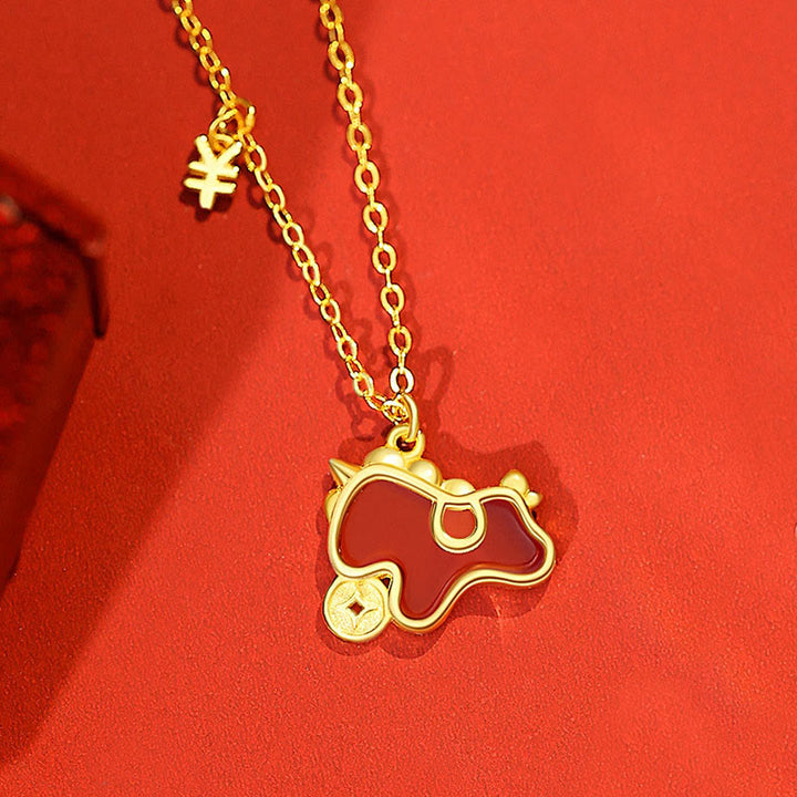 Boucles d'oreilles asymétriques de protection en argent sterling 925 et agate rouge, ornées de Buddha Stones et d'une pièce de monnaie, année du Cheval - Collier Cheval d'Or - image 19