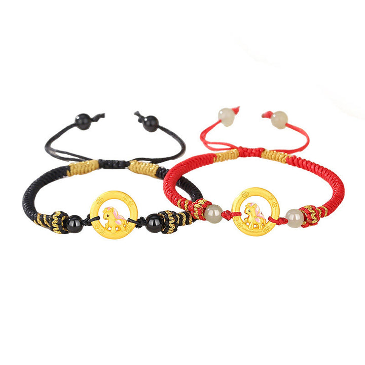 Bracelet de couple en argent sterling 925 avec boucle de paix et Buddha Stones, année du Cheval - image 11