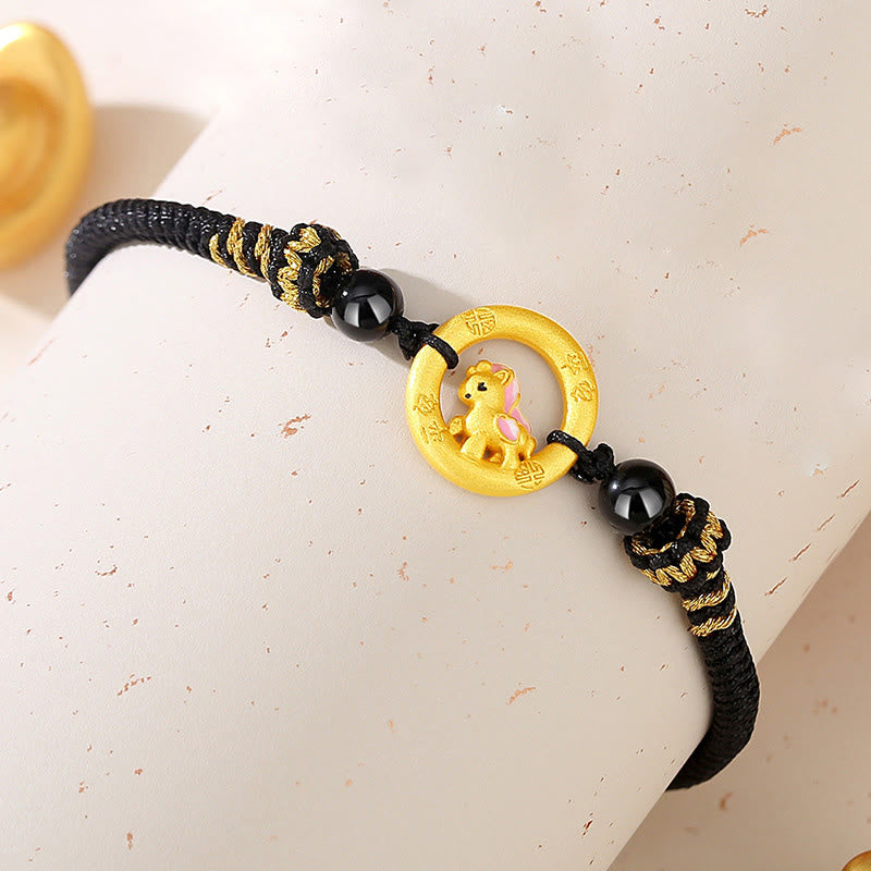 Collier pendentif porte-bonheur en argent sterling 925 avec boucle de la paix et symbole Fu, Buddha Stones, année du Cheval - Bracelet en corde noire à motif cheval - image 15