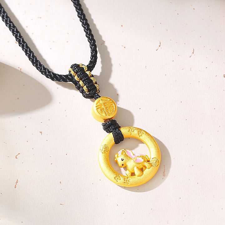 Bracelet de couple en argent sterling 925 avec boucle de paix et Buddha Stones, année du Cheval - Collier à cordes noires en forme de cheval - image 14