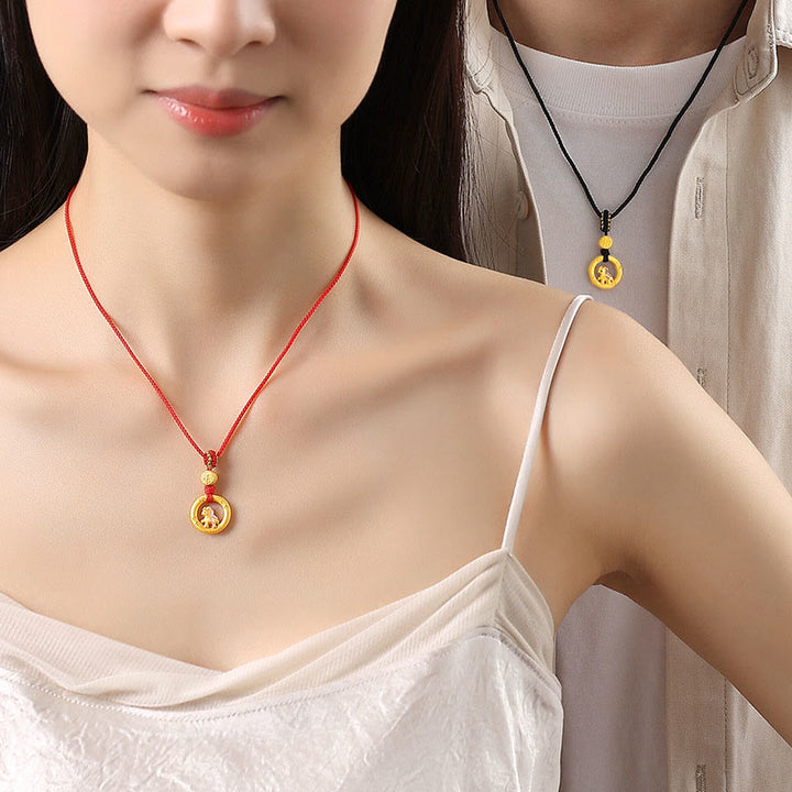 Collier pendentif porte-bonheur en argent sterling 925 avec boucle de la paix et symbole Fu, Buddha Stones, année du Cheval - image 14