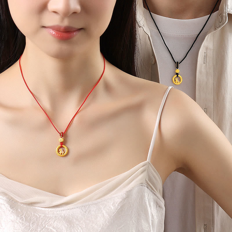 Collier pendentif porte-bonheur en argent sterling 925 avec boucle de la paix et symbole Fu, Buddha Stones, année du Cheval - image 14