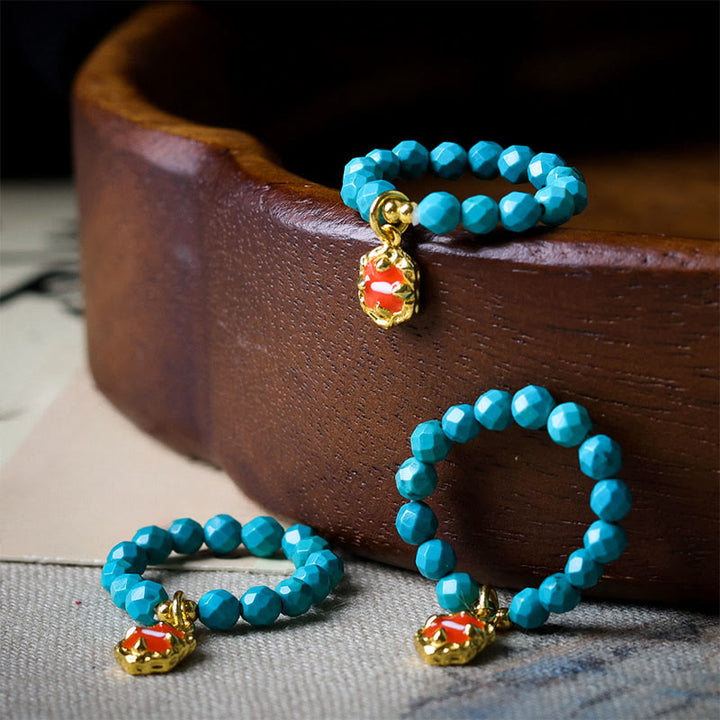 Anneau élastique résistant en turquoise ultra-fine facettée de 4 mm Buddha Stones - image 6