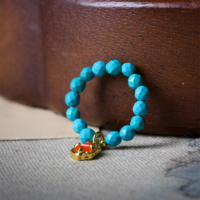 Anneau élastique résistant en turquoise ultra-fine facettée de 4 mm Buddha Stones - image 2