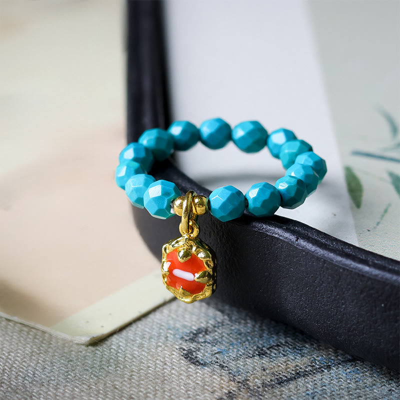 Anneau élastique résistant en turquoise ultra-fine facettée de 4 mm Buddha Stones - image 1