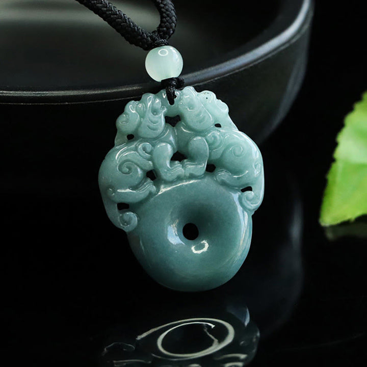 Collier pendentif en jade PiXiu double Buddha Stones , boucle de paix, porte-bonheur et richesse. - image 5