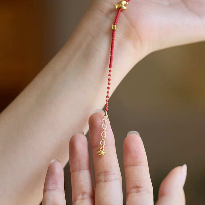 Bracelet de prospérité en verre Liuli rouge et argent sterling 925 Buddha Stones, année du Cheval - image 4