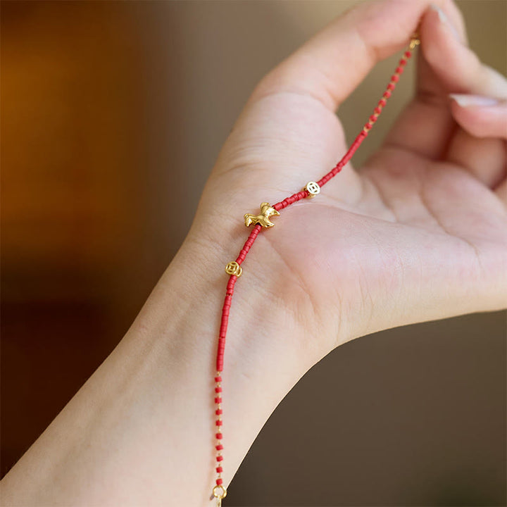 Bracelet de prospérité en verre Liuli rouge et argent sterling 925 Buddha Stones, année du Cheval - image 3