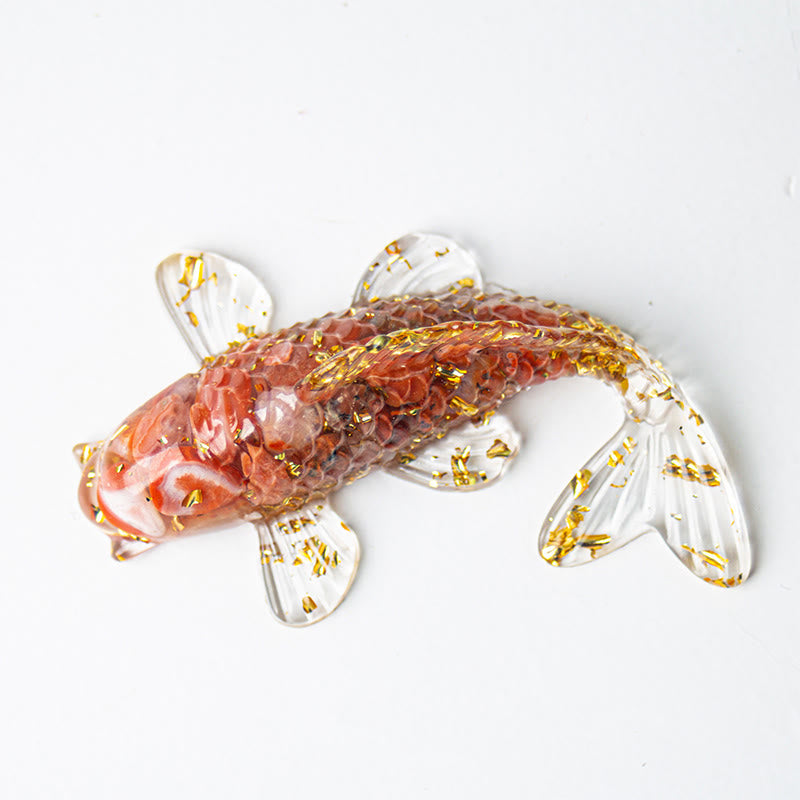 Buddha Stones, carpes koï, éclats de cristal, résine époxy, décoration porte-bonheur  - Agate rouge (60*40*20mm) - image 24