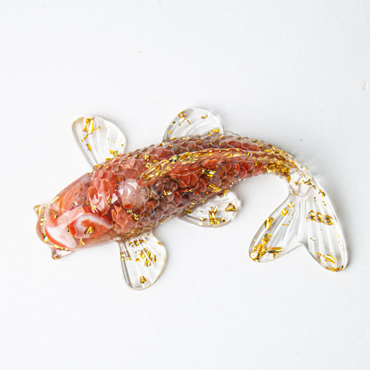 Buddha Stones, carpes koï, éclats de cristal, résine époxy, décoration porte-bonheur  - Agate rouge (60*40*20mm) - image 24