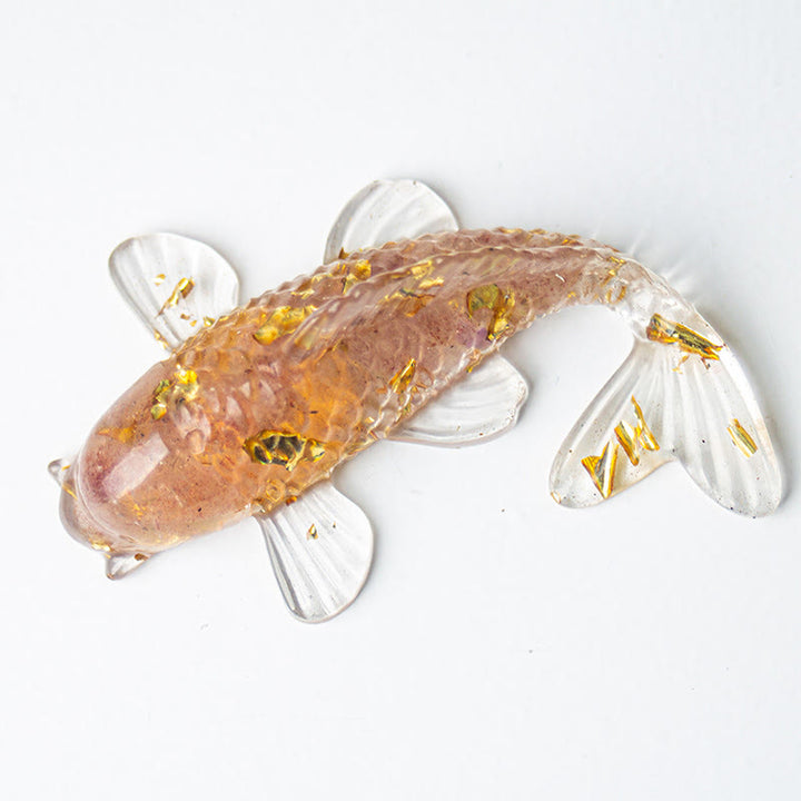 Buddha Stones, carpes koï, éclats de cristal, résine époxy, décoration porte-bonheur  - Quartz fraise (60*40*20 mm) - image 16