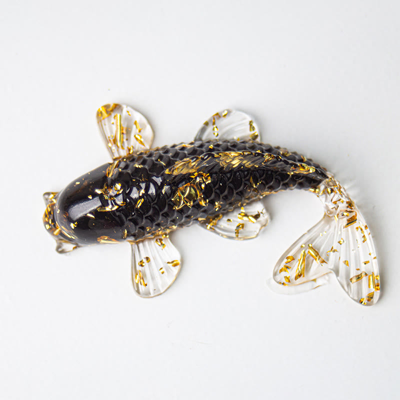 Buddha Stones, carpes koï, éclats de cristal, résine époxy, décoration porte-bonheur  - Obsidienne noire (60*40*20 mm) - image 6