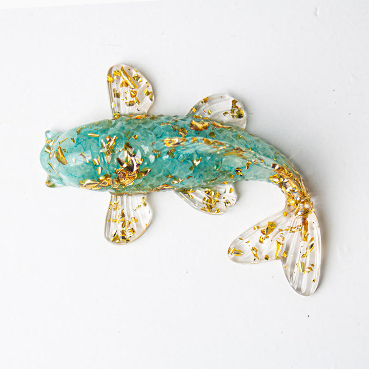 Buddha Stones, carpes koï, éclats de cristal, résine époxy, décoration porte-bonheur  - Aigue-marine (60*40*20 mm) - image 22