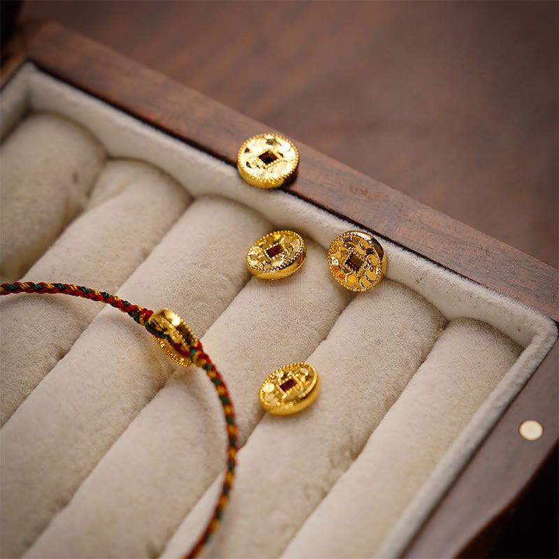 Bracelet de cheville ajustable en cordon tressé orné de pièces de cuivre artisanales en Buddha Stones et de breloques. - image 7