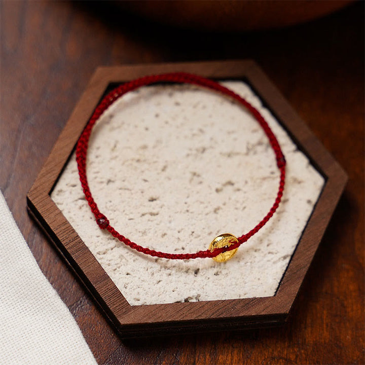 Bracelet de cheville ajustable en cordon tressé orné de pièces de cuivre artisanales en Buddha Stones et de breloques. - Cheville rouge - image 11