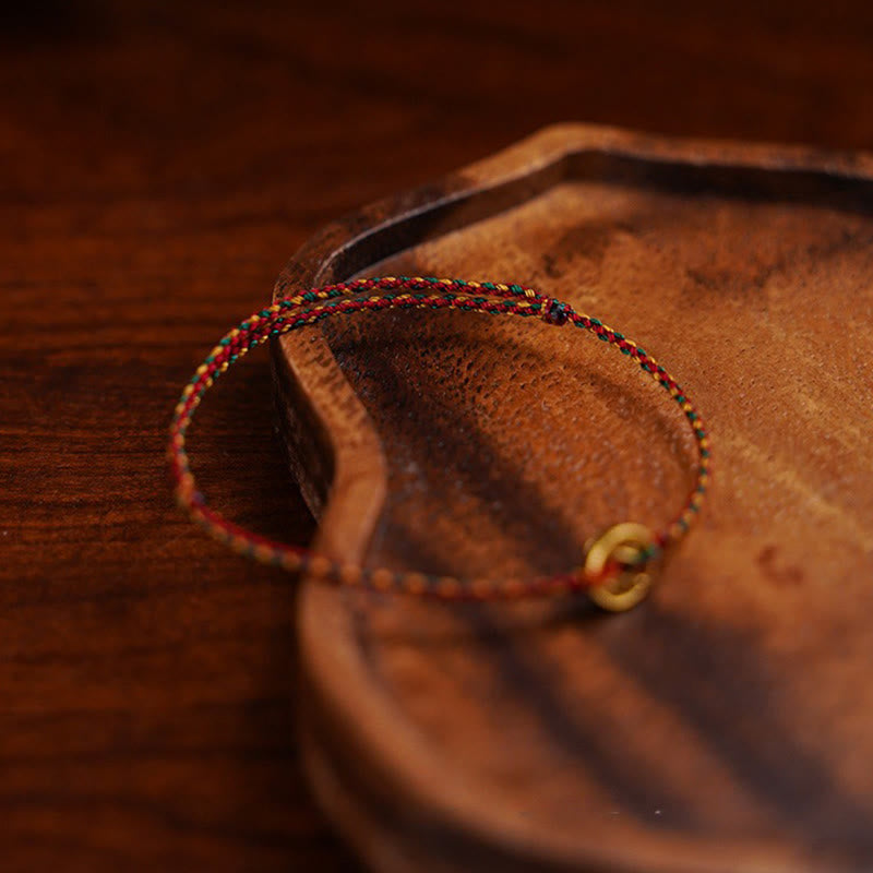 Bracelet de cheville ajustable en cordon tressé orné de pièces de cuivre artisanales en Buddha Stones et de breloques. - image 5