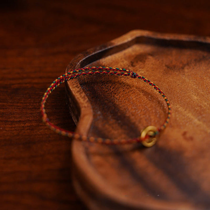 Bracelet de cheville ajustable en cordon tressé orné de pièces de cuivre artisanales en Buddha Stones et de breloques. - image 5