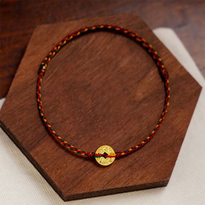 Bracelet de cheville ajustable en cordon tressé orné de pièces de cuivre artisanales en Buddha Stones et de breloques. - image 4