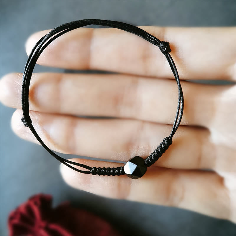 Bracelet de force tressé en obsidienne noire naturelle Buddha Stones - image 6