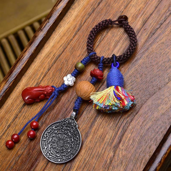 Buddha Stones, Zodiaque chinois, Neuf Palais, Huit Diagrammes, Perle Dzi de Bouddha, Porte-clés Sérénité - Lotus - image 1