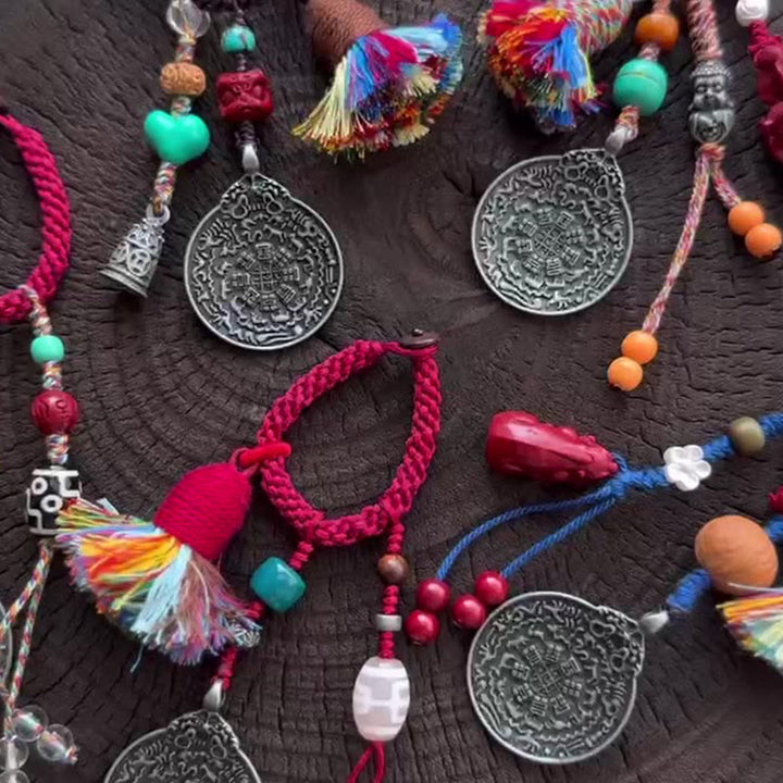 Buddha Stones, Zodiaque chinois, Neuf Palais, Huit Diagrammes, Perle Dzi de Bouddha, Porte-clés Sérénité - image 6