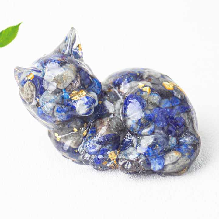 Buddha Stones, éclats de cristal, résine époxy, petit chat, décoration positive  - image 1