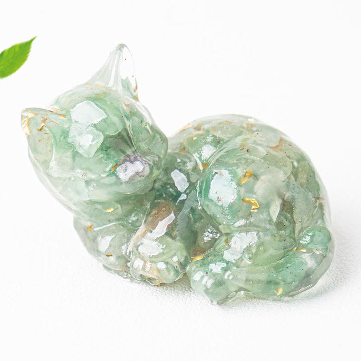 Buddha Stones, éclats de cristal, résine époxy, petit chat, décoration positive  - Aventurine verte (32*43*53 mm) - image 15