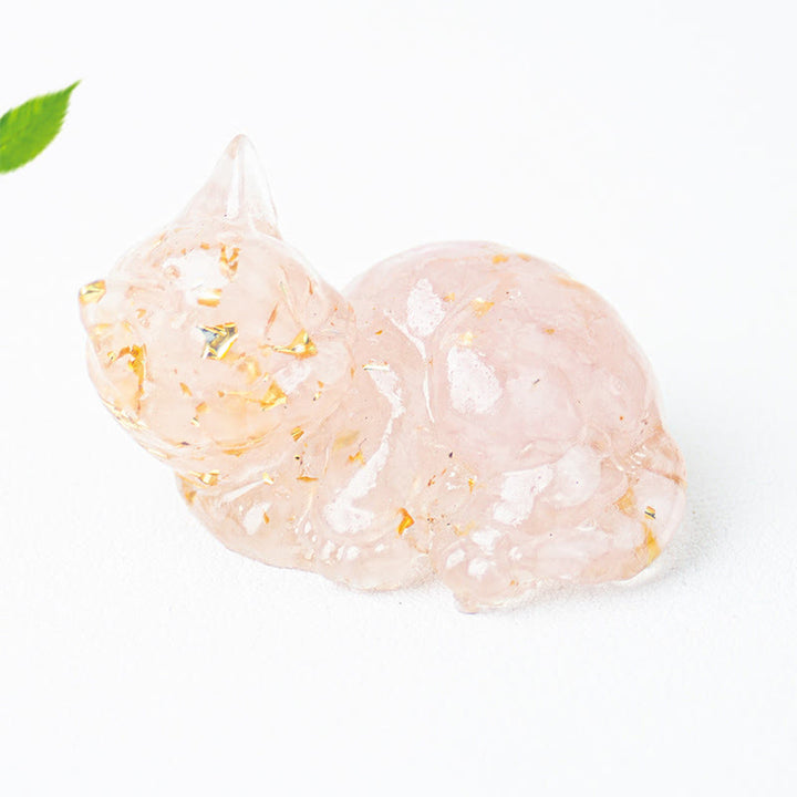 Buddha Stones, éclats de cristal, résine époxy, petit chat, décoration positive  - Cristal rose (32*43*53 mm) - image 7