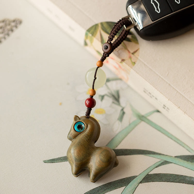 Buddha Stones Année du Cheval Petite feuille Bois de santal rouge Bois de santal vert Bois d'ébène Porte-clés Calme - image 9