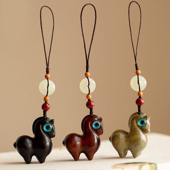 Buddha Stones Année du Cheval Petite feuille Bois de santal rouge Bois de santal vert Bois d'ébène Porte-clés Calme - image 12