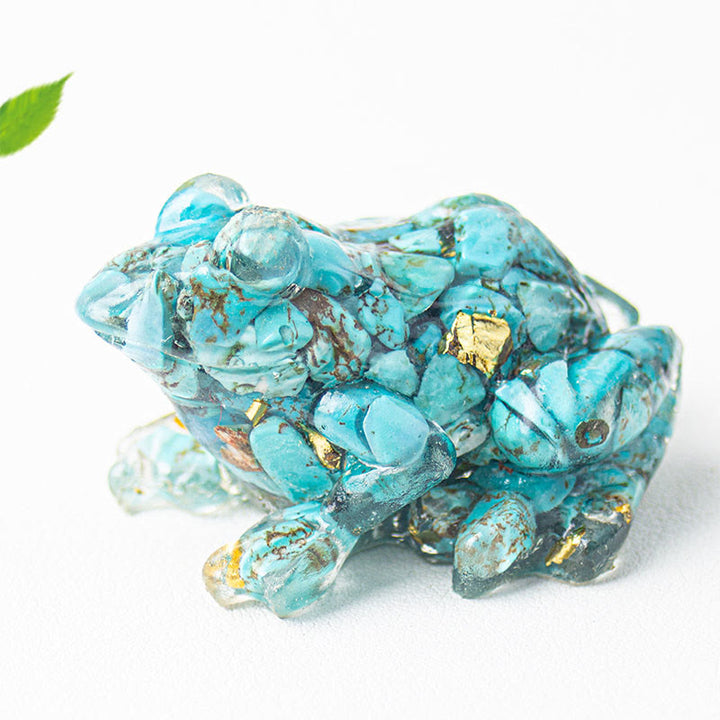 Statue décorative de petite grenouille en résine cristal et Buddha Stones, inspirée de la passion - Turquoise (65*55*38 mm) - image 10