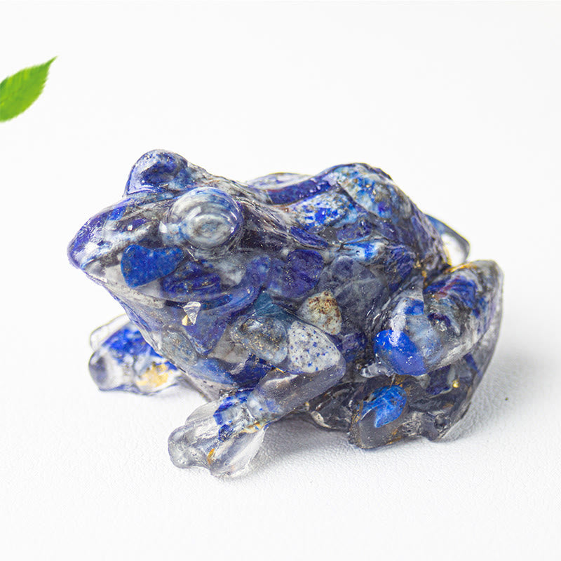 Statue décorative de petite grenouille en résine cristal et Buddha Stones, inspirée de la passion - Lazurite (65*55*38 mm) - image 8