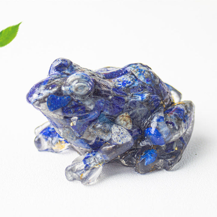 Statue décorative de petite grenouille en résine cristal et Buddha Stones, inspirée de la passion - Lazurite (65*55*38 mm) - image 8