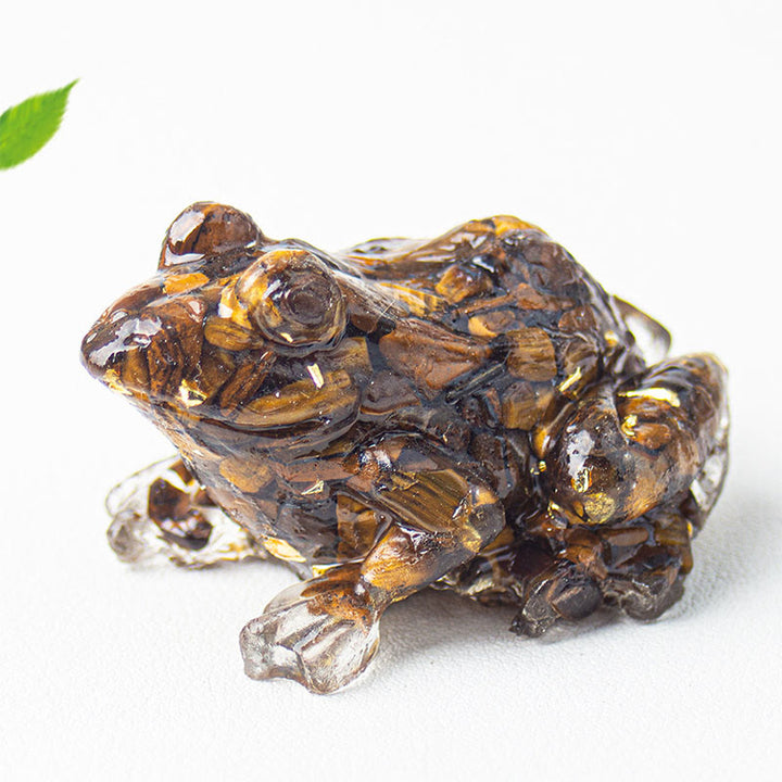 Statue décorative de petite grenouille en résine cristal et Buddha Stones, inspirée de la passion - Œil de tigre (65*55*38 mm) - image 16