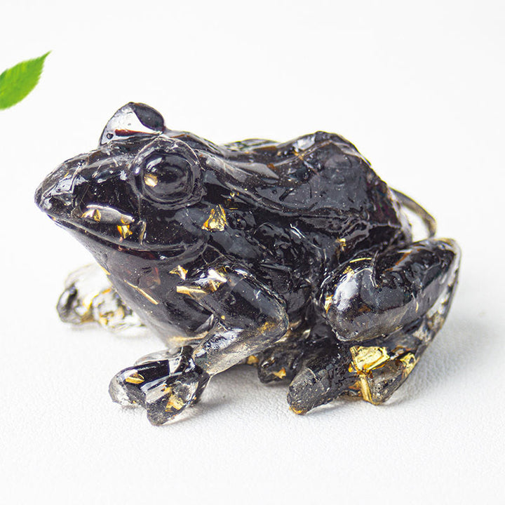 Statue décorative de petite grenouille en résine cristal et Buddha Stones, inspirée de la passion - Obsidienne noire (65*55*38 mm) - image 9