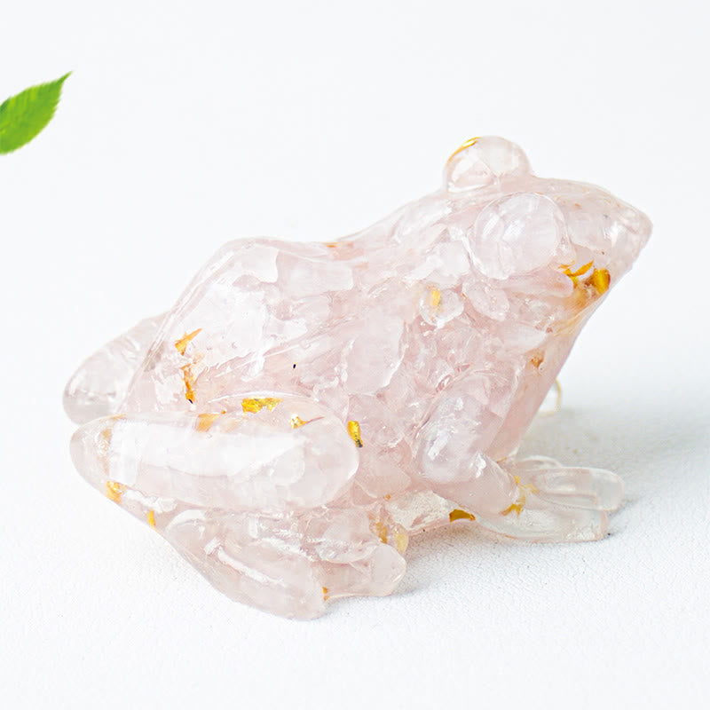 Statue décorative de petite grenouille en résine cristal et Buddha Stones, inspirée de la passion - Cristal rose (65*55*38 mm) - image 20