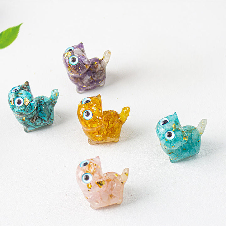 Buddha Stones Statue décorative de chat Sérénité en résine à effet cristallin - image 30