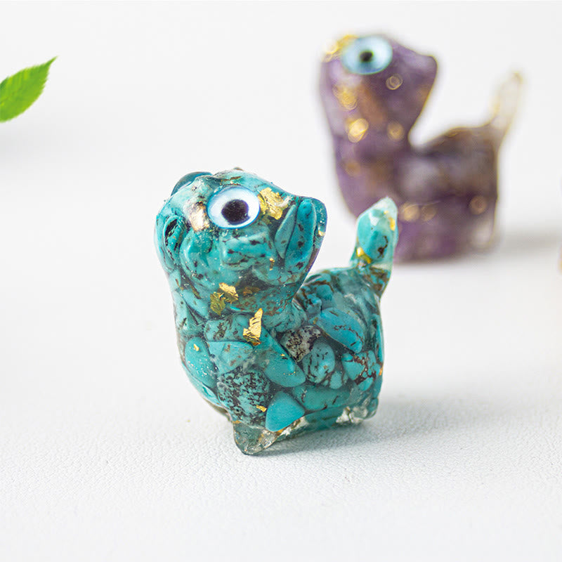 Buddha Stones Statue décorative de chat Sérénité en résine à effet cristallin - image 7