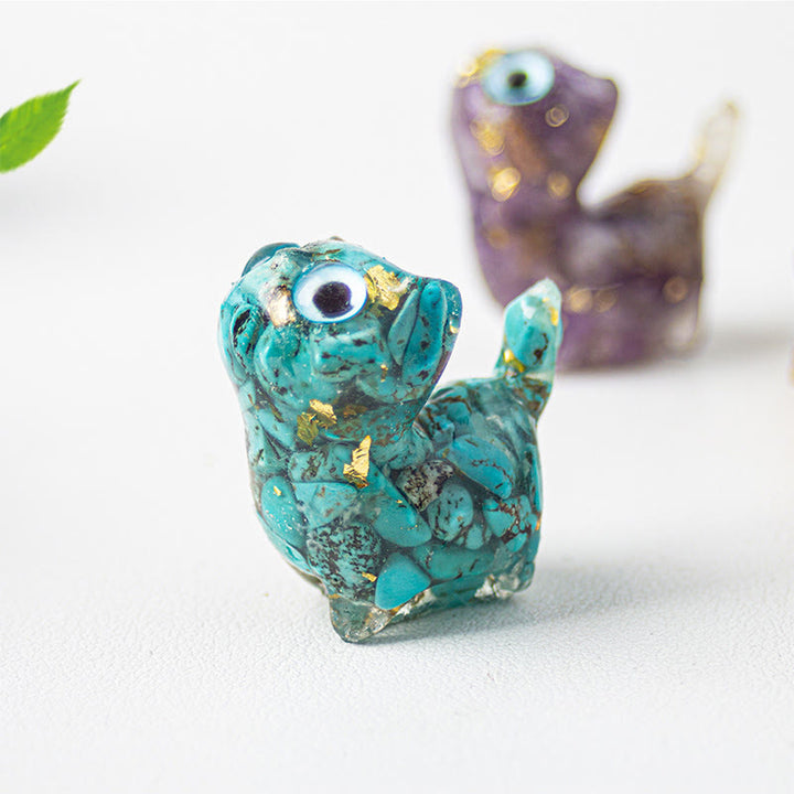 Buddha Stones Statue décorative de chat Sérénité en résine à effet cristallin - image 7