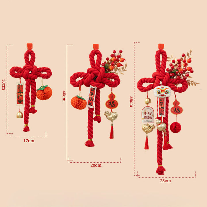 Buddha Stones Année du Cheval Lion dansant Caractère Fu Nœud chinois Décoration porte-bonheur - image 20