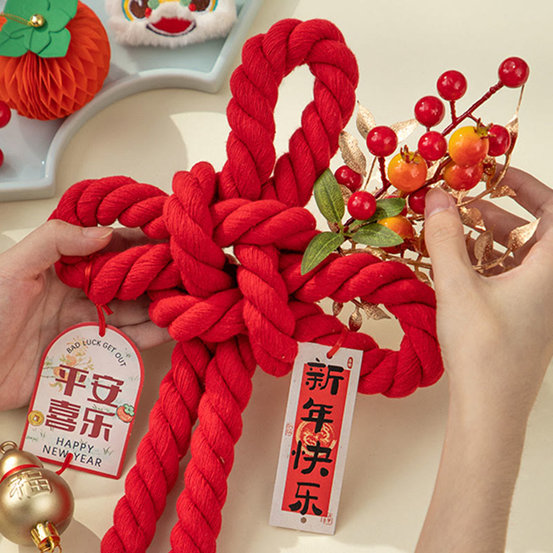 Buddha Stones Année du Cheval Lion dansant Caractère Fu Nœud chinois Décoration porte-bonheur - image 7