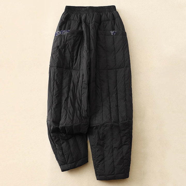 Pantalon d'hiver thermique patchwork en coton pour femme Buddha Stones avec poches - Noir - US8-10，UK/AU12-14，EU40-42 (2XL) - image 8