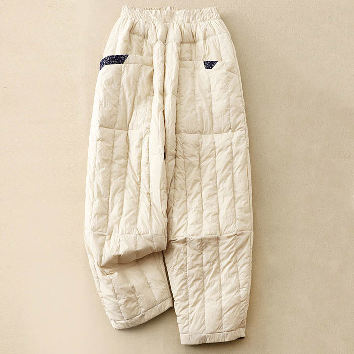 Pantalon d'hiver thermique patchwork en coton pour femme Buddha Stones avec poches - soie de maïs - US8-10，UK/AU12-14，EU40-42 (2XL) - image 0