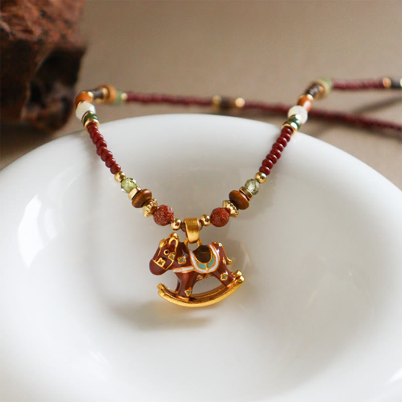 Buddha Stones Année du Cheval Cuivre Œil de Tigre Perles Assorties Collier Pendentifs Équilibre - image 3