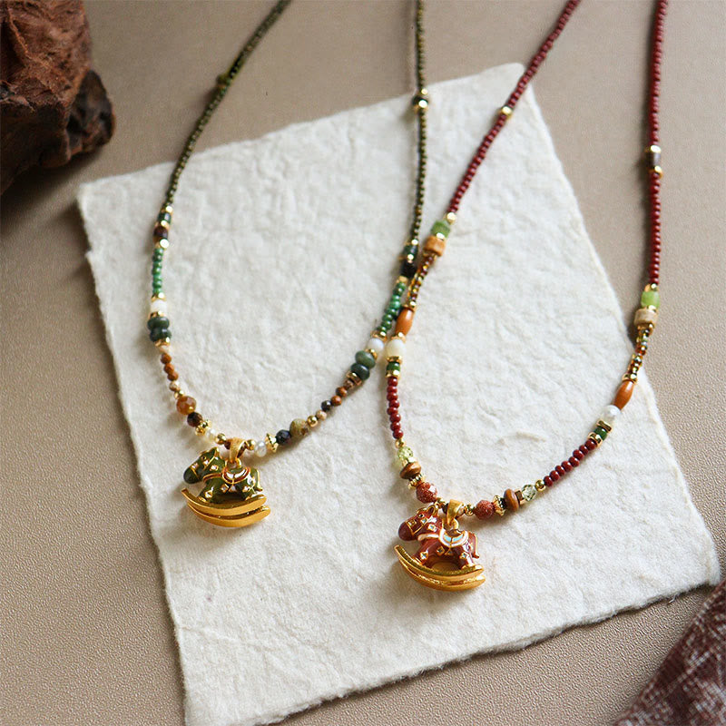 Buddha Stones Année du Cheval Cuivre Œil de Tigre Perles Assorties Collier Pendentifs Équilibre - image 10