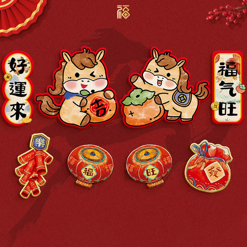 Buddha Stones Année du Cheval, aimant décoratif pour réfrigérateur, bénédictions - Ensemble de 8 pièces 1 - image 1