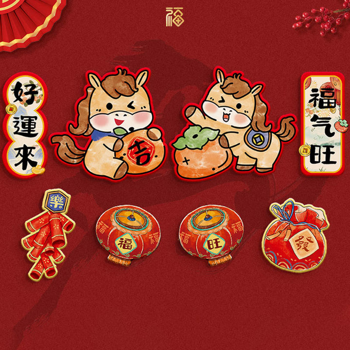 Buddha Stones Année du Cheval, aimant décoratif pour réfrigérateur, bénédictions - Ensemble de 8 pièces 1 - image 1